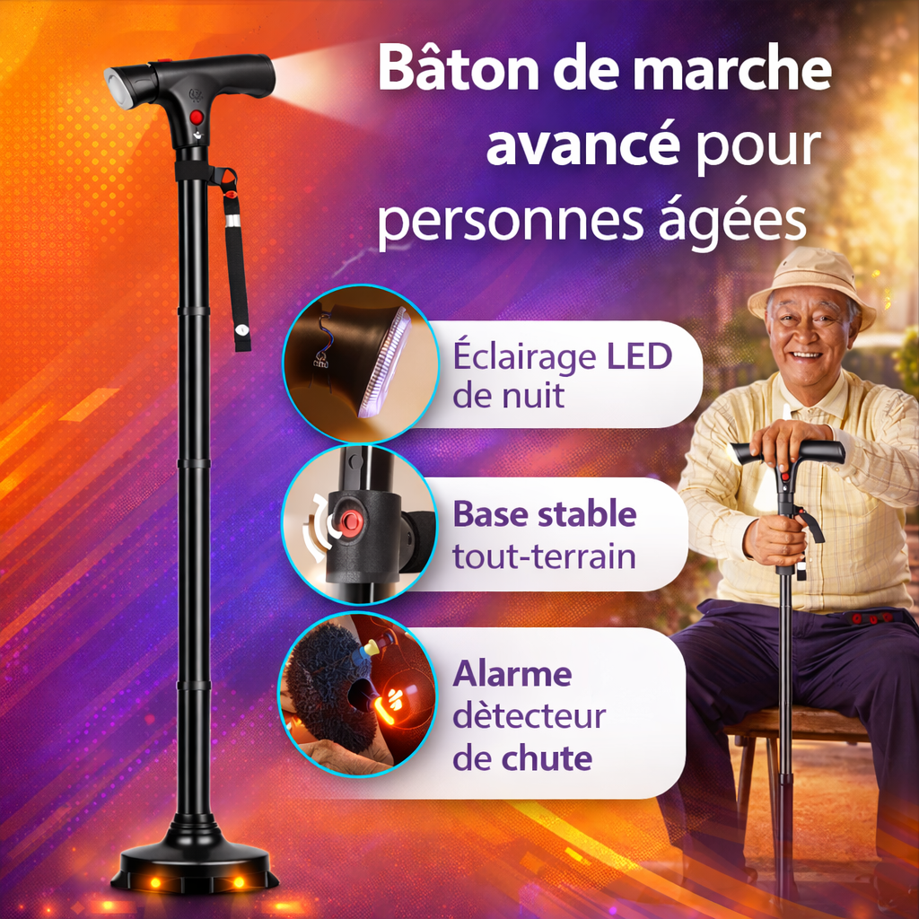 Bâton de Marche Intelligent 3-en-1